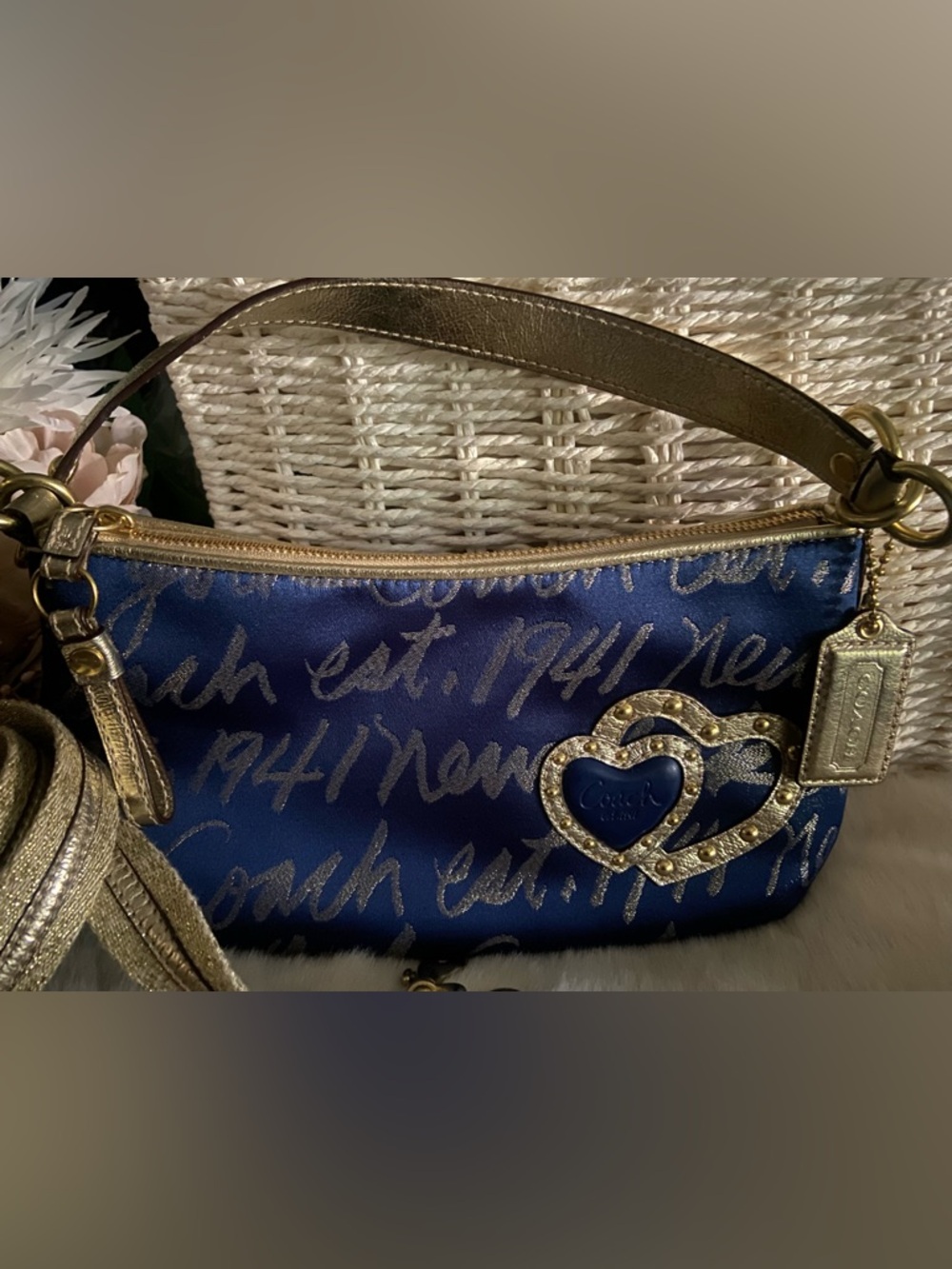 COACH Poppy New York Script Lurex Convertable Bag. Limited Edition ⚜️ VTG Y2K - Picture 1 of 11